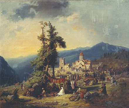 Religious festival in Manglisi. Painting by K. Filippov, c. 1871