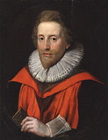 Attributed to Cornelis Janssens van Ceulen. Portrait of Richard Zouch (circa 1590 date QS:P,+1590-00-00T00:00:00Z/9,P1480,Q5727902 -1661) 1620. oil on panelmedium QS:P186,Q296955;P186,Q106857709,P518,Q861259. 67.3 × 52.1 cm (26.4 × 20.5 in). London, National Portrait Gallery.