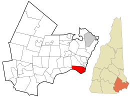 Emplacement dans le comté de Rockingham et dans l'État du New Hampshire.