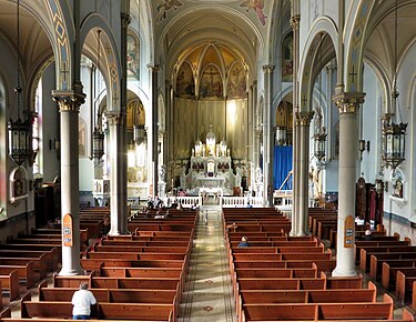 Interior Saint Mary Catholic Church (Dayton, Ohio) - nave, view from the loft.JPG