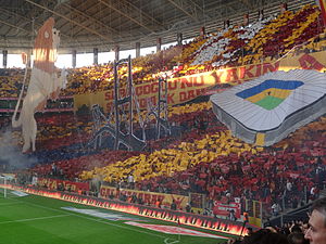 Galatasaray fans teasing their arch-rival Fenerbahçe. The matches between the two teams are known as the Intercontinental Derby.