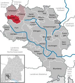 Elhelyezkedése Baden-Württemberg térképén