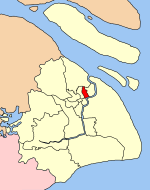 Location of Hongkou District in the municipality Shanghai administrative Hongkou.svg