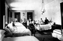 An inpatient room at the original hospital Sisters Hospital inpatient room.png
