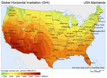 Какой самый солнечный. Solar radiation Map. Солнечная радиация в США. Solar radiation Map USA. Самые солнечные штаты США.