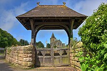 St. Oswald's church, Lythe, through lych-gate - 2016-05-28.jpg