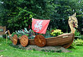 Longboat flower display made for Yorkshire In Bloom in 2013,[17] next to the road bridge.