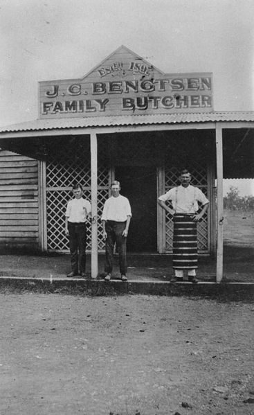 File:StateLibQld 1 141327 Biggenden business J. C. Bengtsen family butcher, ca. 1920.jpg