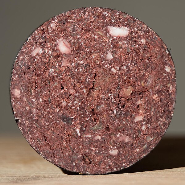 Cross section of a Stornoway black pudding