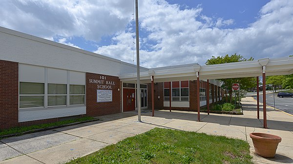 The entrance to Summit Hall E.S. in Gaithersburg, MD