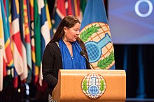 Markovic speaking at OPCW's conference in 2018 Sweden Statement to RC-4 (46002406051).jpg