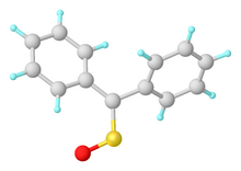 Structure of diphenylsulfine. Selected distances and angles: rS=O = 1.468, rC=S = 1.612 A, <C=S=O = 113.7deg. TBZPSO10.png