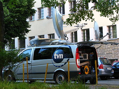 A TVN24 outside broadcasting van in Poznań, Poland