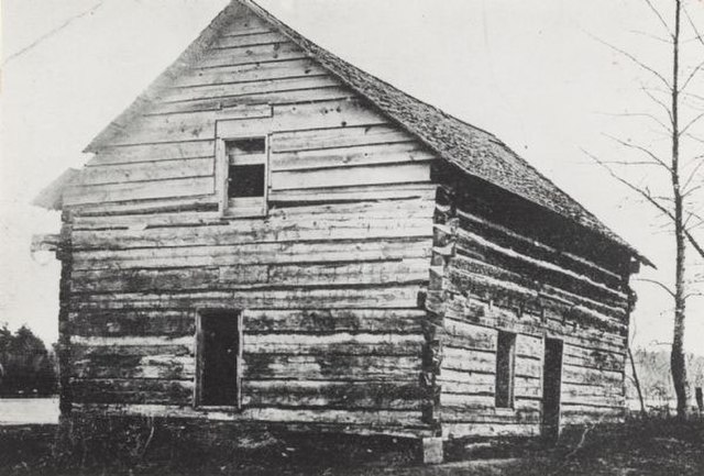 Daniel McCann's cabin where Old Abe was kept after being captured as a wild eaglet.
