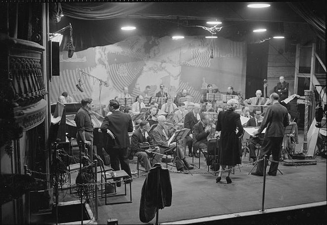 Live recording of the ITMA comedy radio show in England, 1945 The Laugh!- the Recording of the Radio Comedy 'itma', London, England, UK, 1945 D24420.jpg