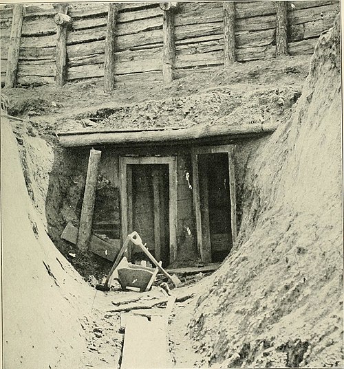 A Confederate counter mine burrow at Fort Mahone, Petersburg, Virginia