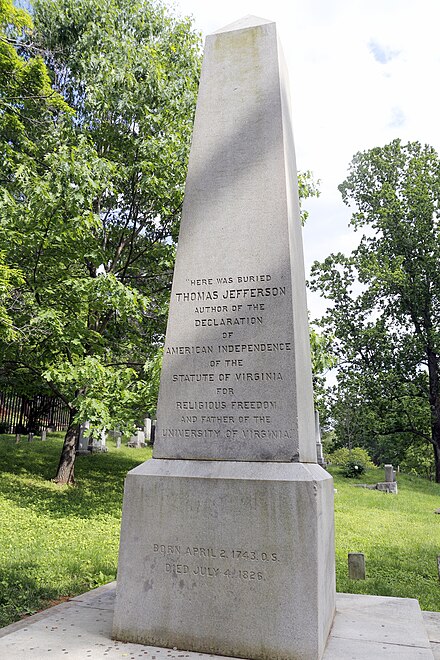 Jefferson's gravestone, with an epitaph written by him, does not mention that he was President of the United States.