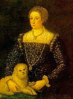Titian (workshop). Portrait of Isabella Jagiellon (1519-1559), Queen of Hungary with her dog label QS:Len,"Portrait of Isabella Jagiellon (1519-1559), Queen of Hungary with her dog" label QS:Lpl,"Portret Izabeli Jagiellonki (1519-1559), królowej Węgier z psem" label QS:Lfr,"Portrait d'Isabelle Jagellon (1519-1559), reine de Hongrie avec son chien" . Private collection institution QS:P195,Q768717 .