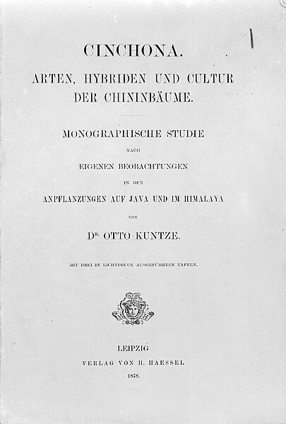 File:Title page of pamphlet; Cinchona. Arten ... Wellcome M0001792.jpg