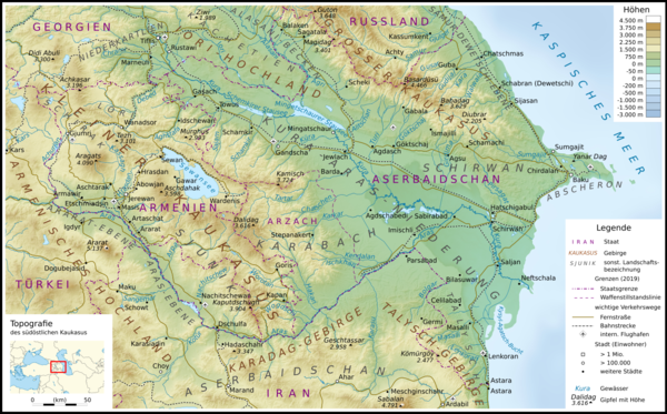 Topografische Karte Aserbaidschans