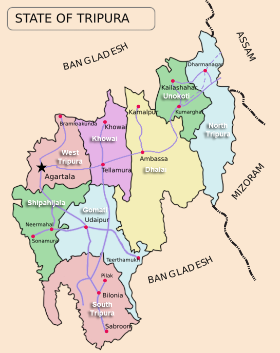 Localisation de District de Dhalaiধলাই জেলা