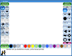 Kuvakaappaus suomenkielisestä Tux Paintistä