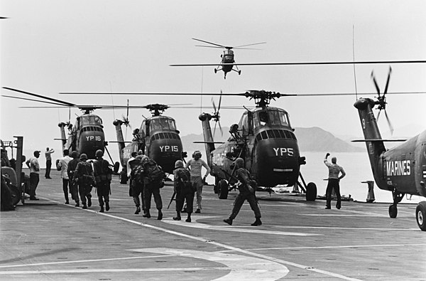 Squadron helicopters on USS Iwo Jima during Operation Dagger Thrust