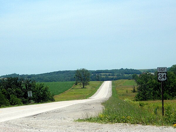 US 34 near its junction with US 71, Montgomery County, Iowa.