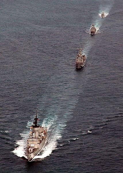 File:US Navy 050624-N-7783B-020 The Royal Thai Navy (RTN) frigate HTMS Phutthayotfa Chulalok (FF 461) leads a formation of U.S. Navy and RTN ships.jpg