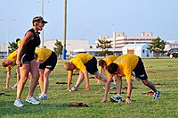 US Navy 100623-N-1688B-190 Moral Welfare and Recreation fitness instructors motivated Sailors from the guided-missile cruiser USS Monterey (CG 61) during the commissioning of the Navy Operational Fitness and Fueling System (NOF.jpg