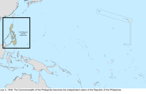 Map of the change to the United States in the Pacific Ocean on July 4, 1946