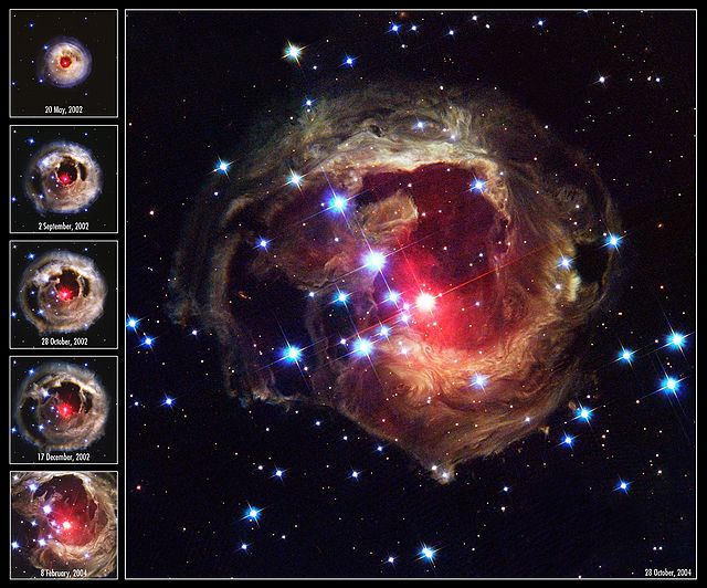 Images showing the expansion of the light echo. Credit: NASA/ESA.