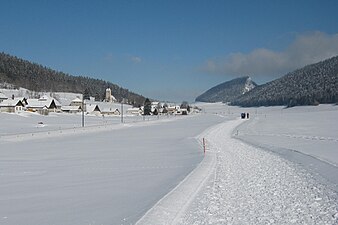 La vallée de la Sagne (district de La Chaux-de-Fond). Photographie prise en février