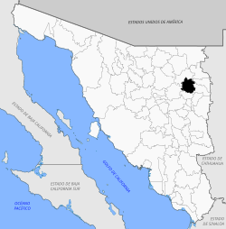 Vị trí của đô thị trong bang Sonora
