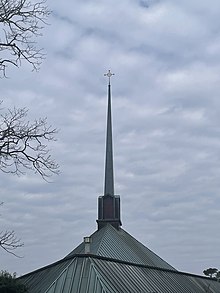 The iconic steeple over Westover Hills Presbyterian can be seen from many vantages in the city. WHPC Steeple.jpg