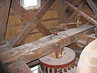 Lagering steenspil in wervelbalk (verschuifbare ijzerbalk) van de Walderveense molen
