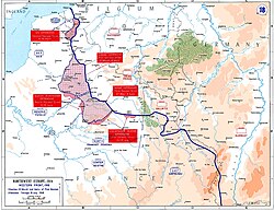 A nyugati front a német támadás előtt és a legnagyobb német területi nyereségek idején.