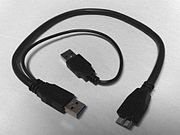 Y-shaped USB 3.0 cable; with such a cable, a device can draw power from two USB ports simultaneously