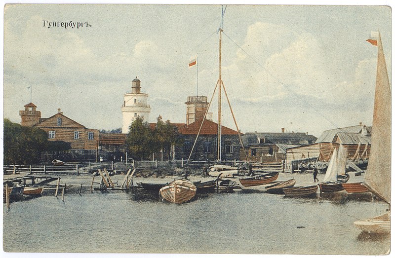 File:Гунгербург. Пристань и маяк. Почтовая открытка.jpg