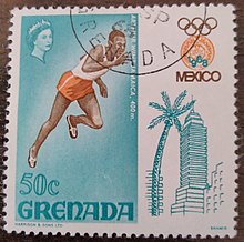 Arthur Wint en un sello postal de Granada de 1968