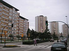 Las Mil Quinientas of Gijon, built between 1958 and 1960, are an example of the enormous spatial and demographic growth of Asturian cities. 1500viviendas.jpg