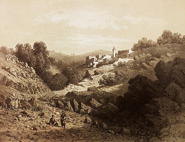 An 1857 sketch of Hasbaya, one of the main towns of the Wadi al-Taym valley and home of a branch of the Shihab dynasty
