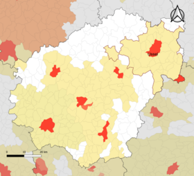 Localização da zona de atracções Ussel no departamento de Corrèze.