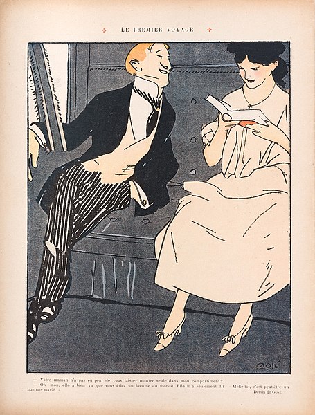 File:1910 08 17 Le Rire 395. Satirical fashion or lifestyle illustration (graphic work, drawing or painting) for magazine by painter and illustrator Xavier Gosé i Rovira (aka Francisco Javier Gosé etc, 1876-1915).jpg