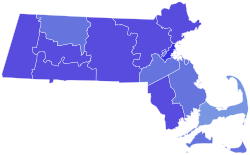 1964 United States Senate Election in Massachusetts by County.svg