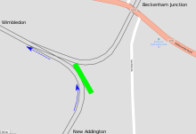 A map of the accident scene, showing the tram lying by the southern half of a fork junction