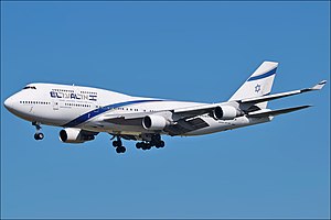 צילום חובבים של בואינג 747-400 של אל על מספר זנב 4X-ELD.