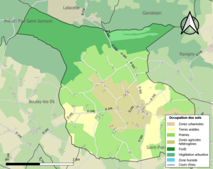 Kolorowa mapa przedstawiająca użytkowanie gruntów.