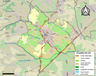 Barevná mapa znázorňující využití půdy.