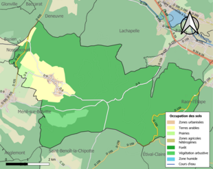 Kolorowa mapa przedstawiająca użytkowanie gruntów.